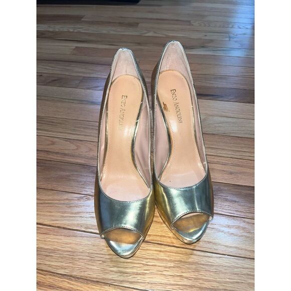 JOAN & DAVID Gold Danicolette Patent Leather Stiletto Pump Shoes Heels Size 10 - Picture 2 of 9